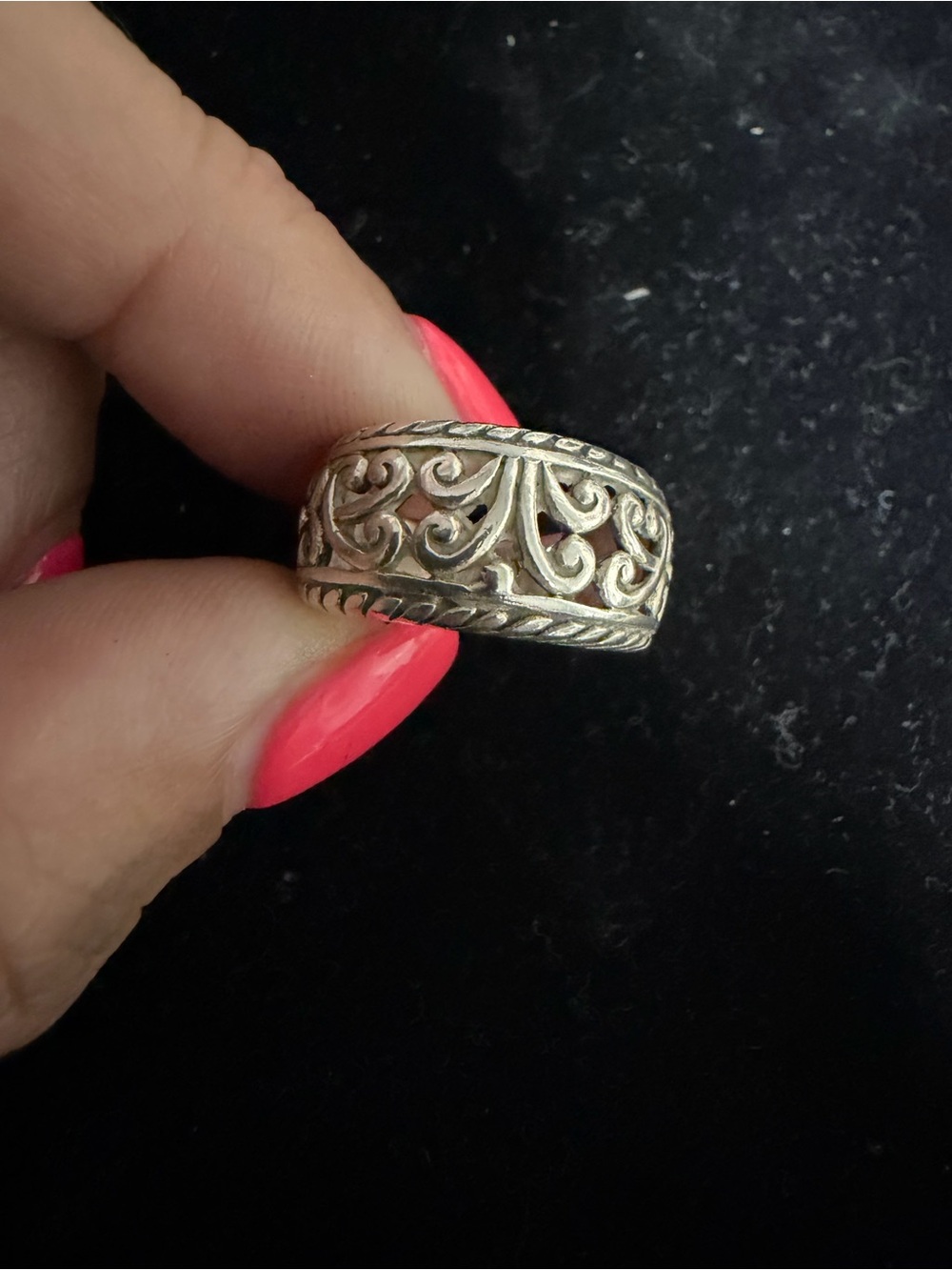 925 Sterling Silver Filigree Band Ring